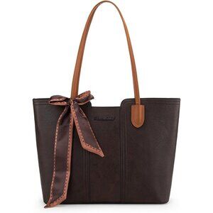 Women Dark Coffee Imported Vegan Leather Medium Top Handle Satchel Tote Bags